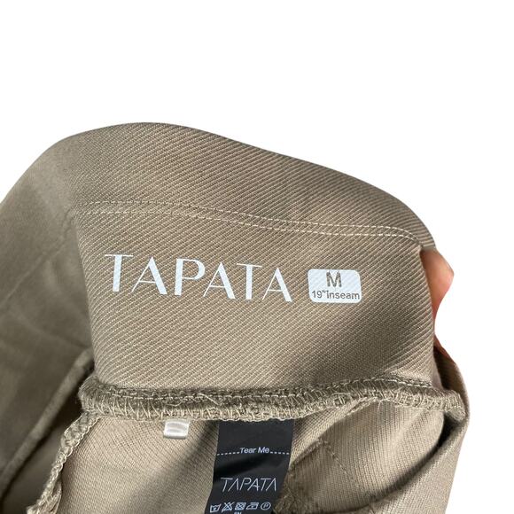 Tapata Beige Tan Neutral Pull On Stretch Knit 19 Inch Inseam Capri Pants SZ M - Picture 8 of 9